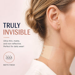 Pasobass strip applied under jaw demonstrating instant lift and contouring benefit