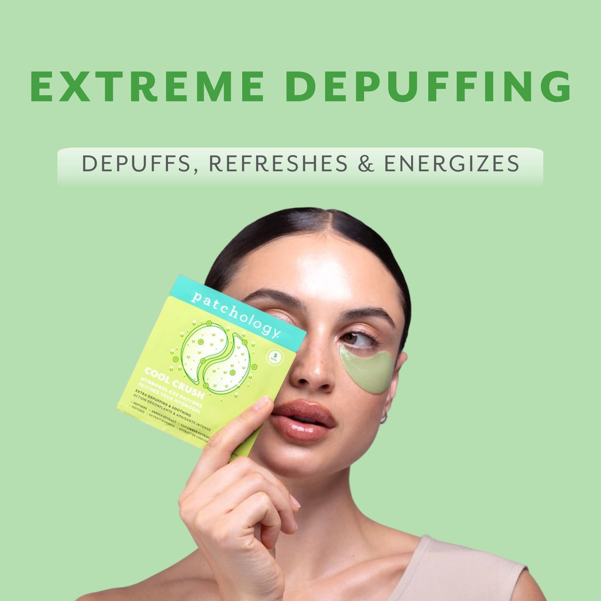 Patchology open pouch with two hydrogel patches ready to apply and refresh