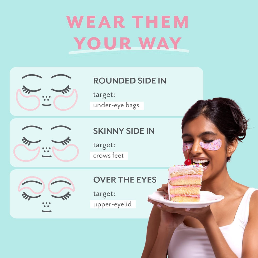 Patchology patch applied under eye demonstrating instant cooling and depuffing effect