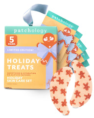 Patchology front packaging showing five-pair gift set and festive design for gifting