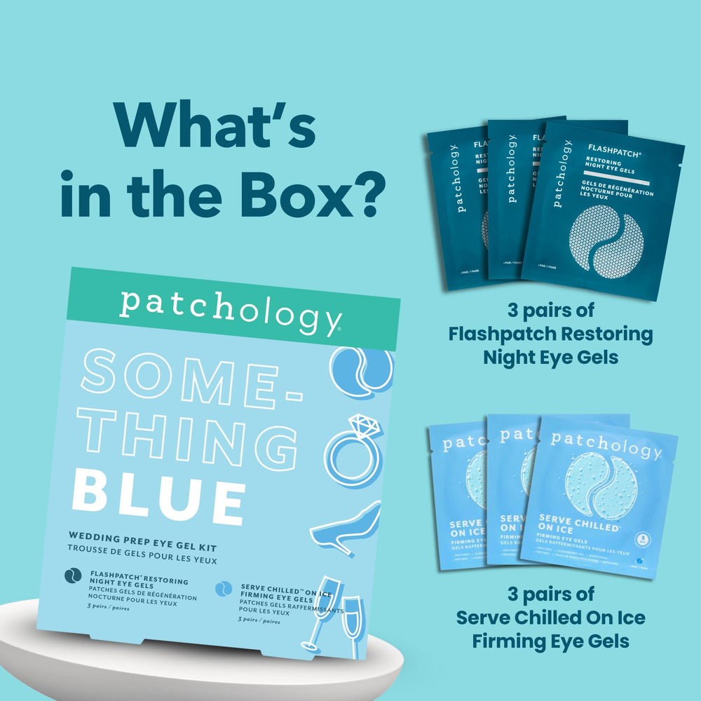 Patchology patches in use during makeup prep demonstrating quick depuffing benefit
