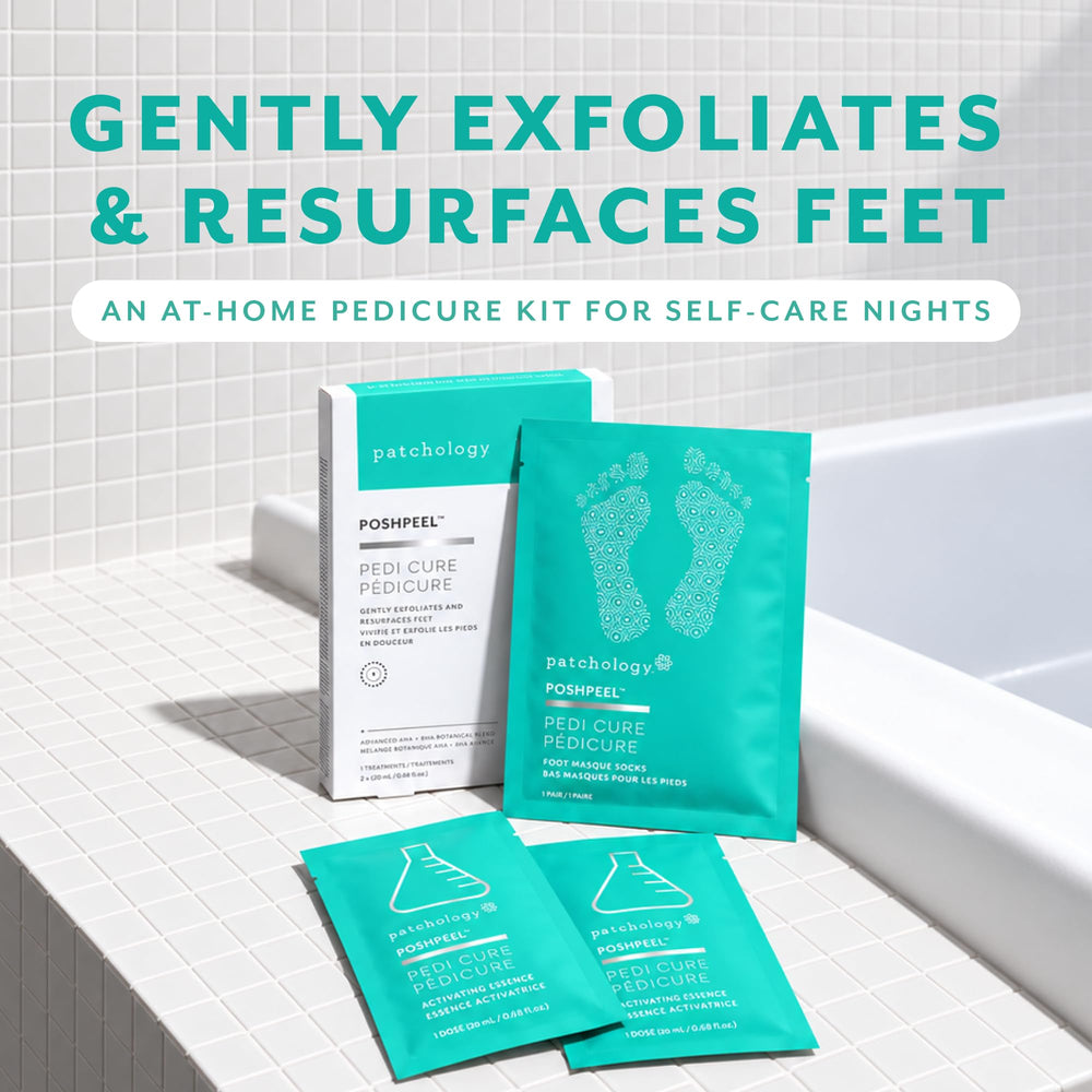 Patchology opened sachet with visible solution boosting at-home peeling results