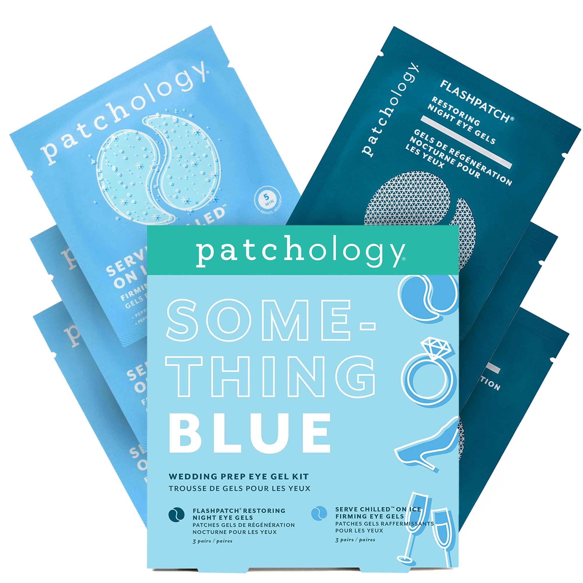 Patchology front packaging showing set and blue gift presentation for bridal gifting benefit