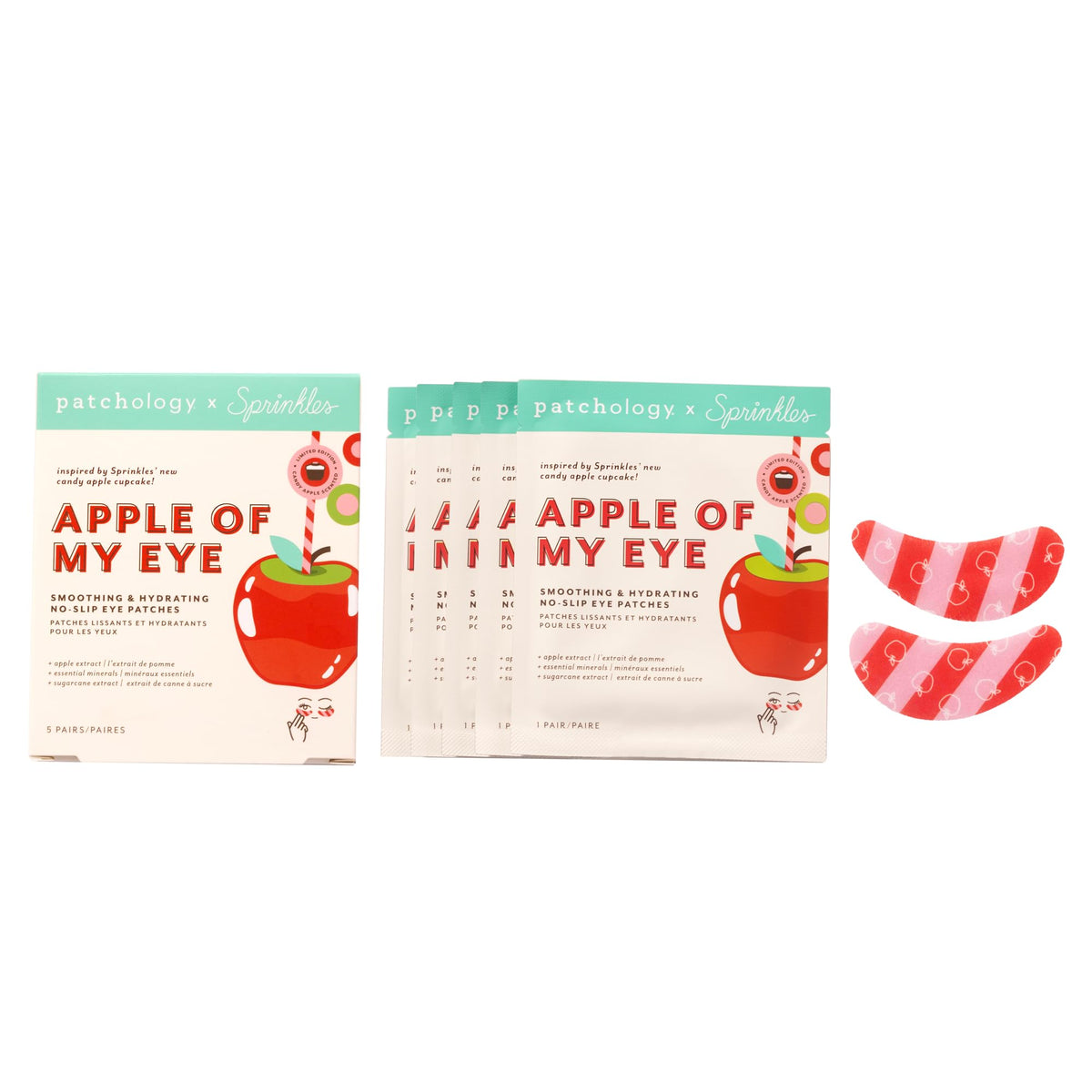 Patchology front packaging showing limited-edition candy apple design and product benefit