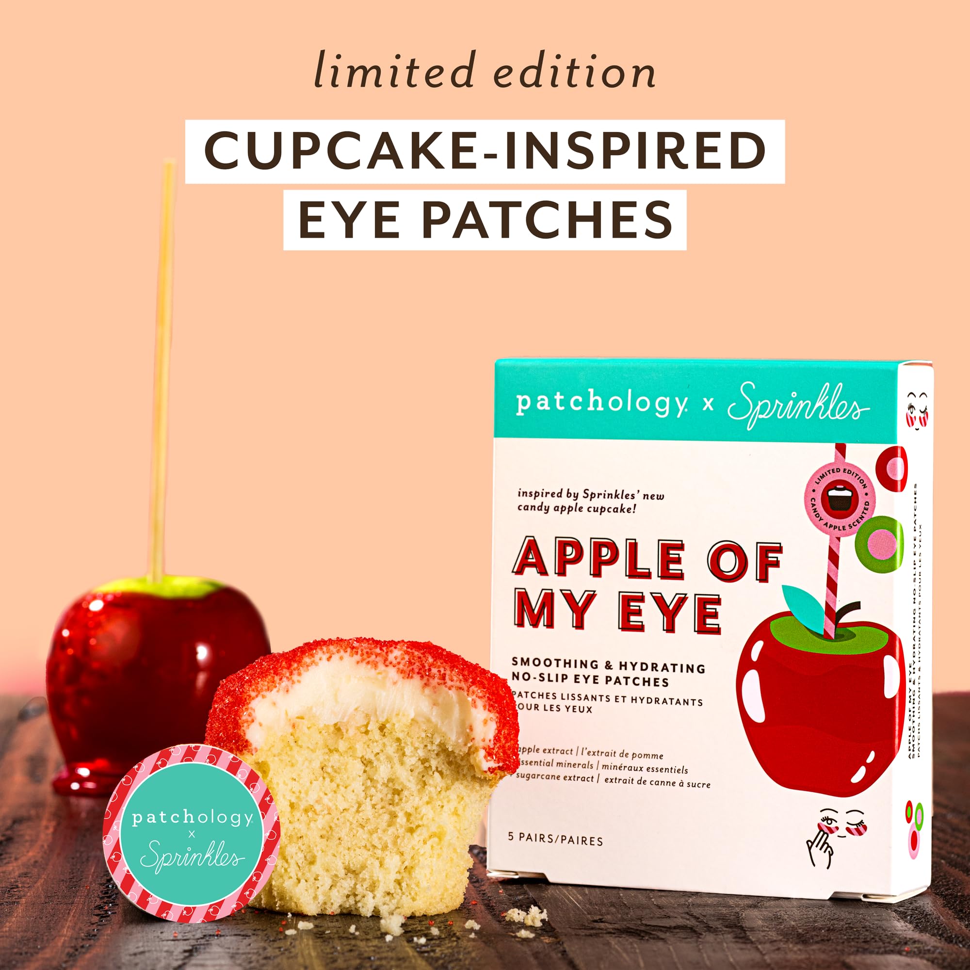 Patchology close-up of under-eye patches highlighting no-slip fit and hydration