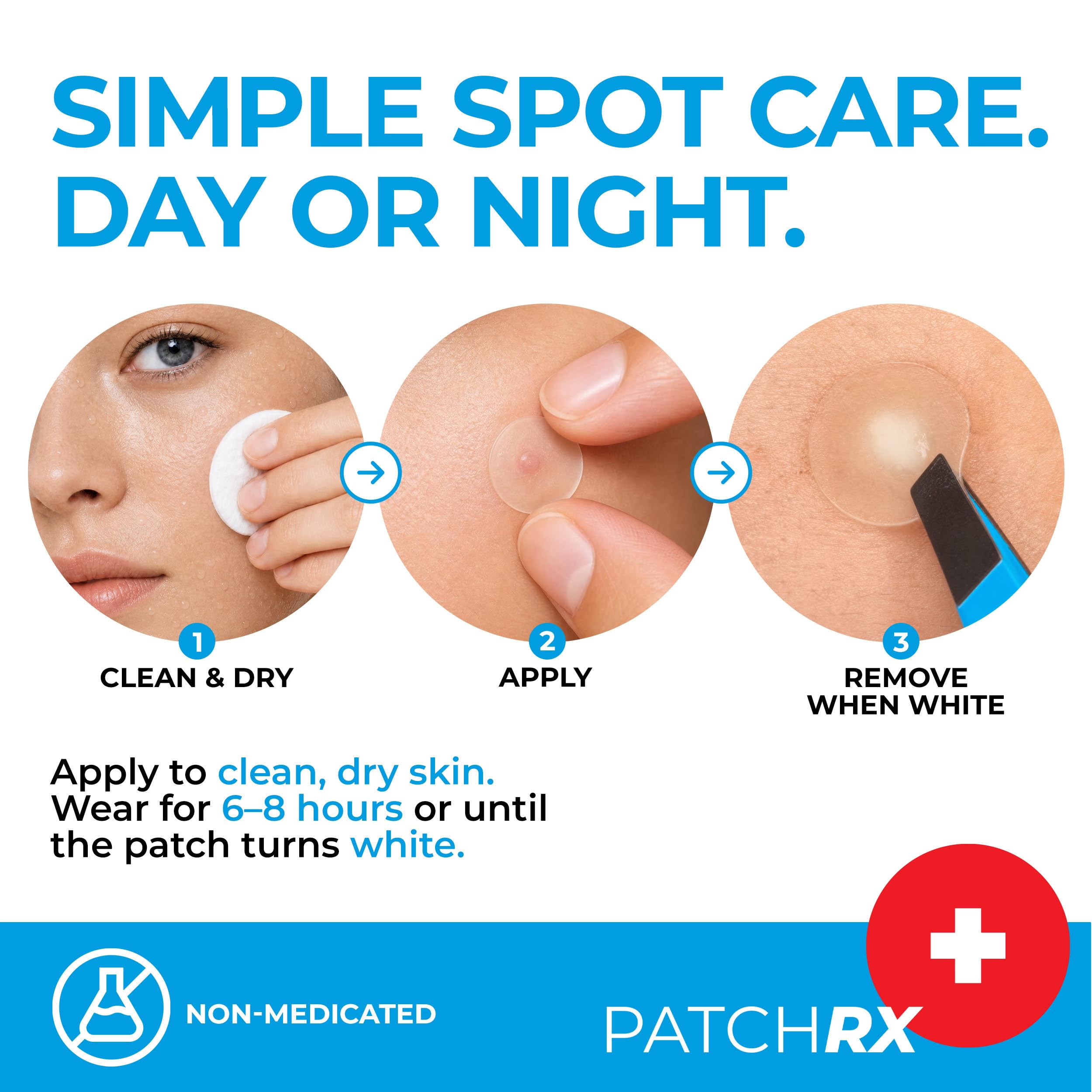 PatchRx adhesion under makeup showing thin patch covered by concealer for discreet wear