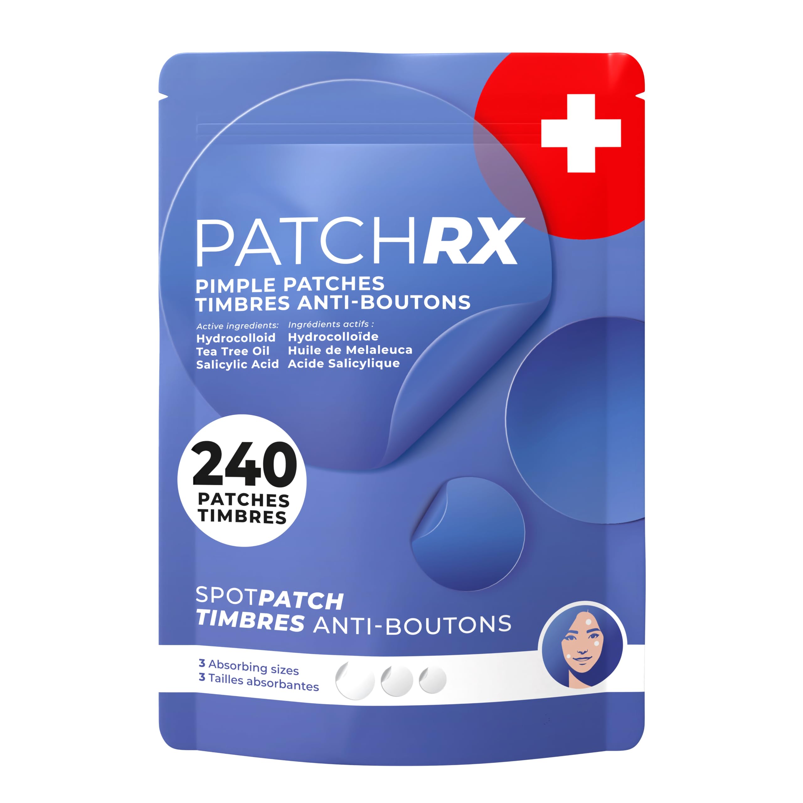 PatchRx open pack with scattered patches showing total 240 count for value