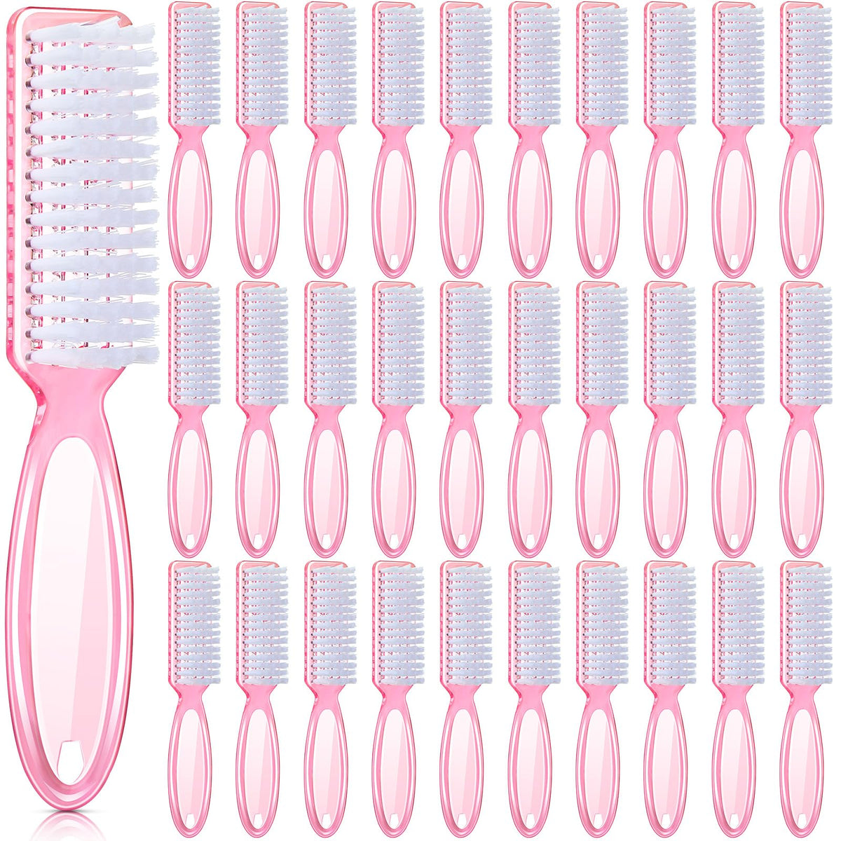 Patelai front view of 30-piece pink brush pack showing quantity and handles benefit
