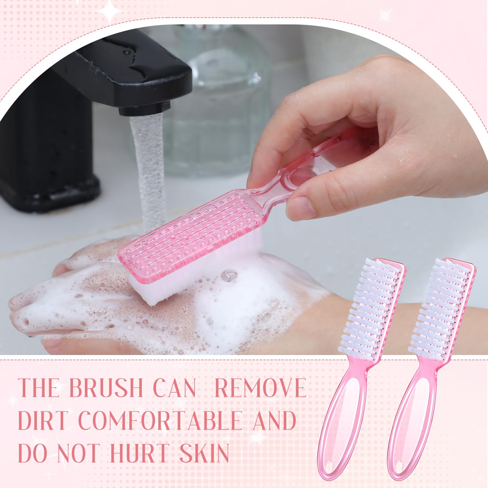 Patelai brush cleaning fingernails showing precise under-nail cleaning benefit