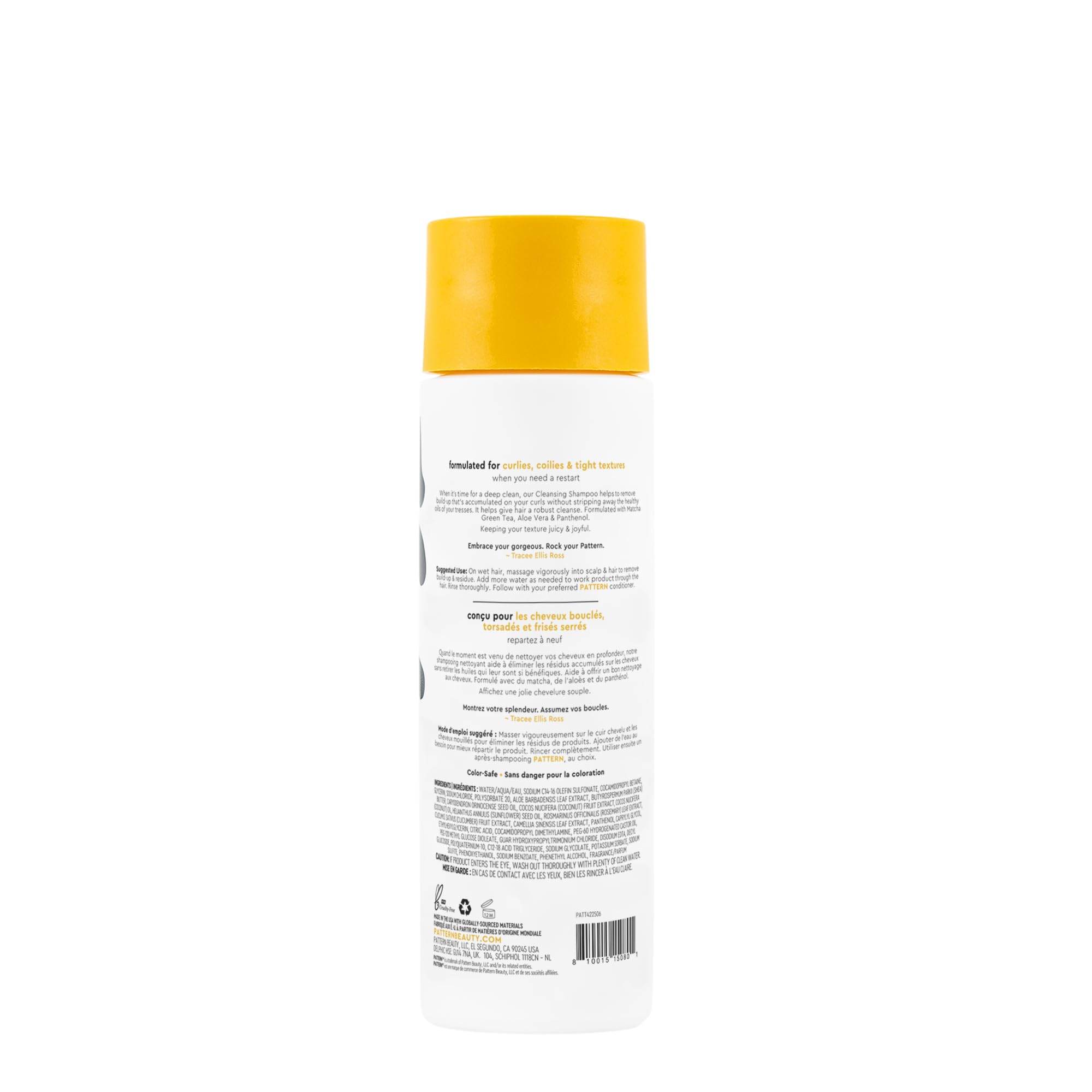 PATTERN shampoo lather close-up demonstrating gentle, clarifying foam