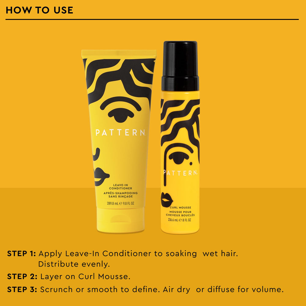 PATTERN curl mousse foam texture on hand showing lightweight, non-flaky definition