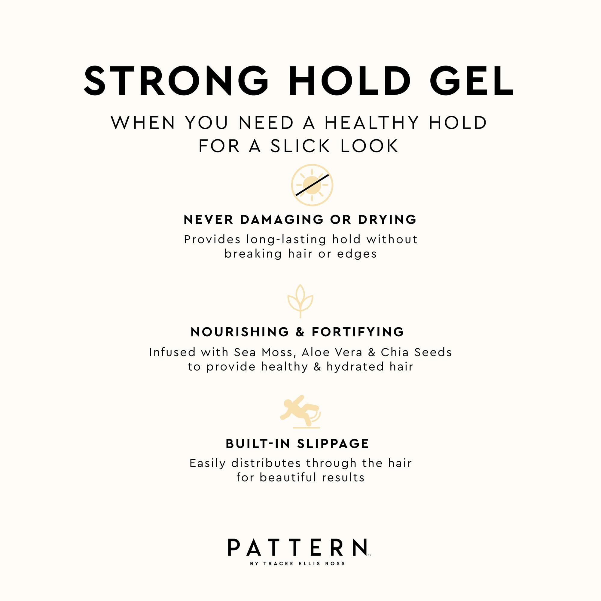 PATTERN product label focusing on ingredients and cruelty-free badge for trust benefit