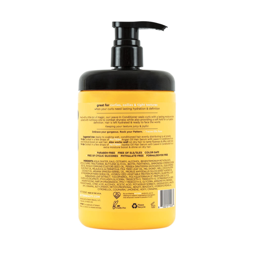 PATTERN close-up of ingredients label featuring oils, biotin, aloe and honey for ingredient transparency