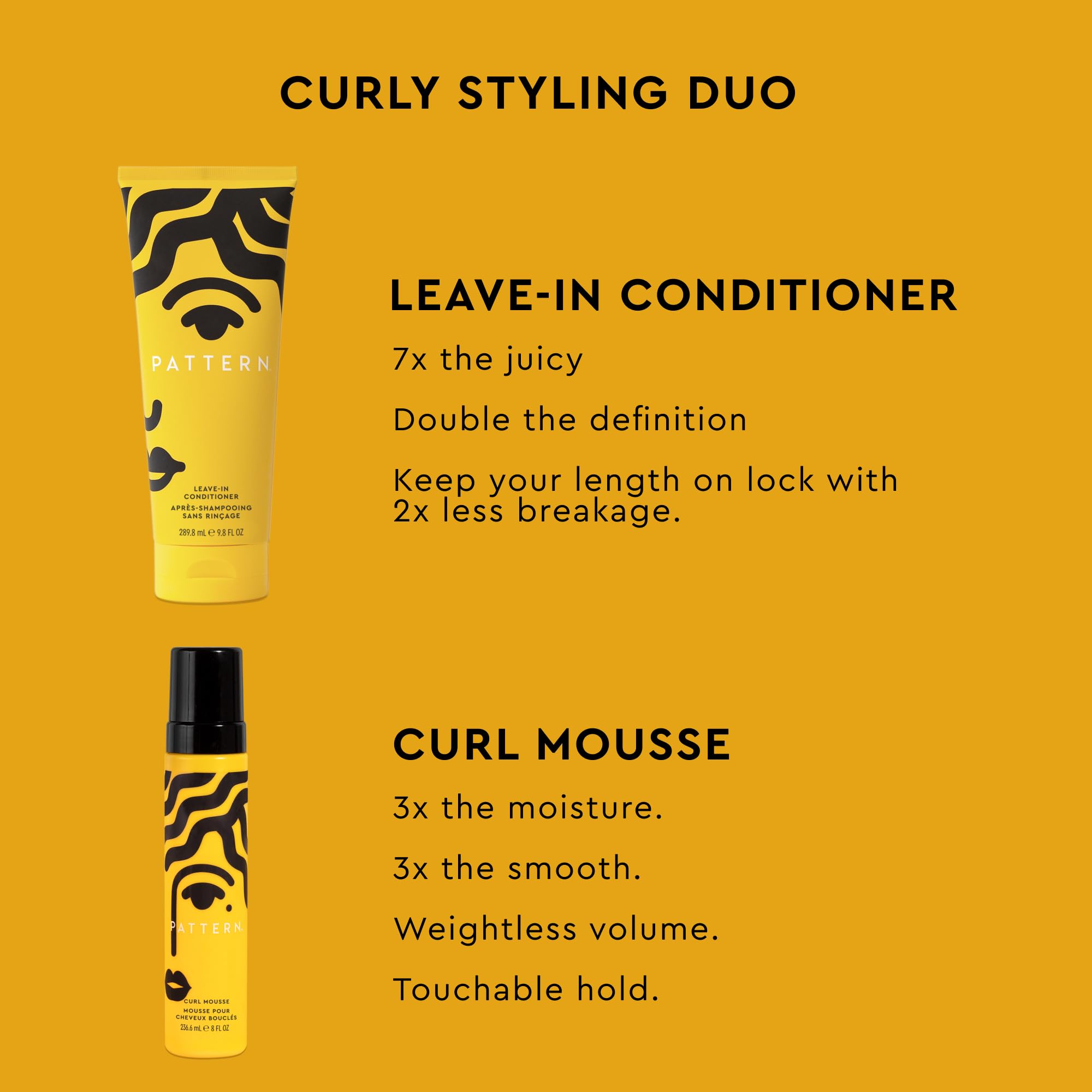 PATTERN leave-in pump close-up highlighting easy-dispense and moisturizing benefit