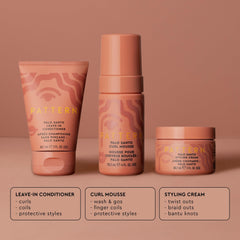 PATTERN Palo Santo curl mousse foam on palm showing lightweight hold and volume