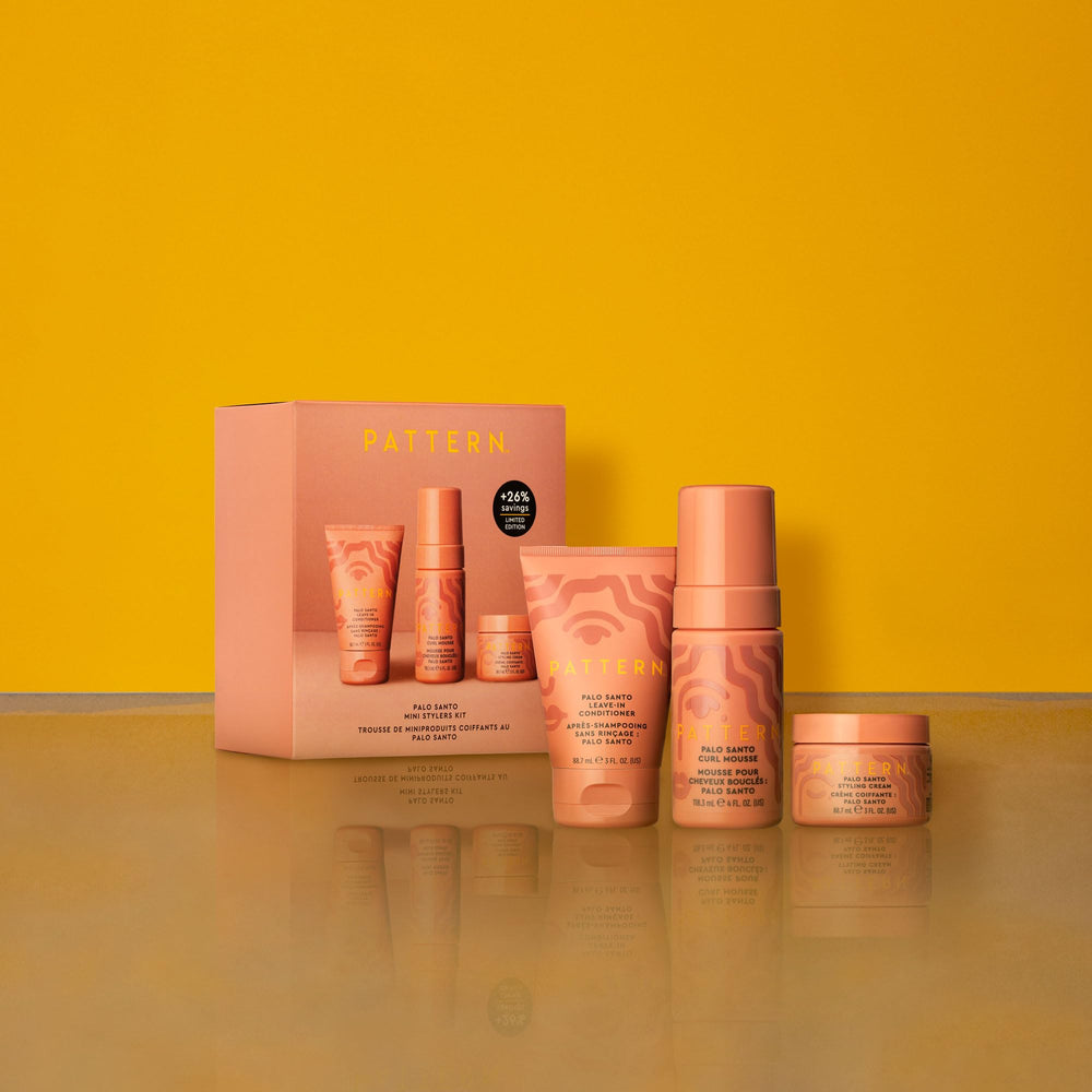 PATTERN Palo Santo styling cream swatched on hand showing definition and smooth finish