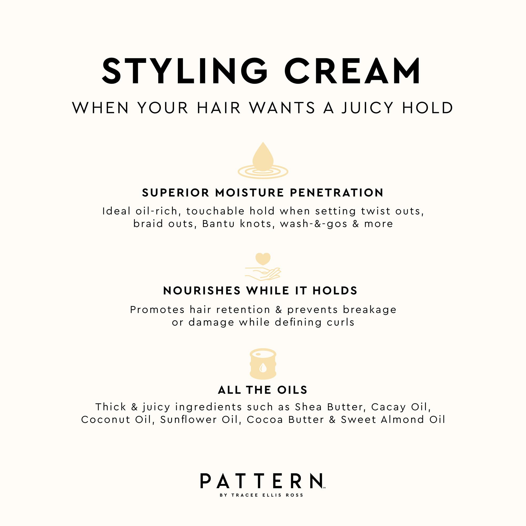 PATTERN open jar top view revealing rich cream consistency for styling