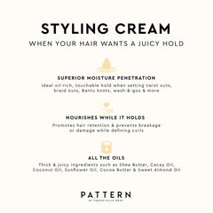 PATTERN open jar top view revealing rich cream consistency for styling