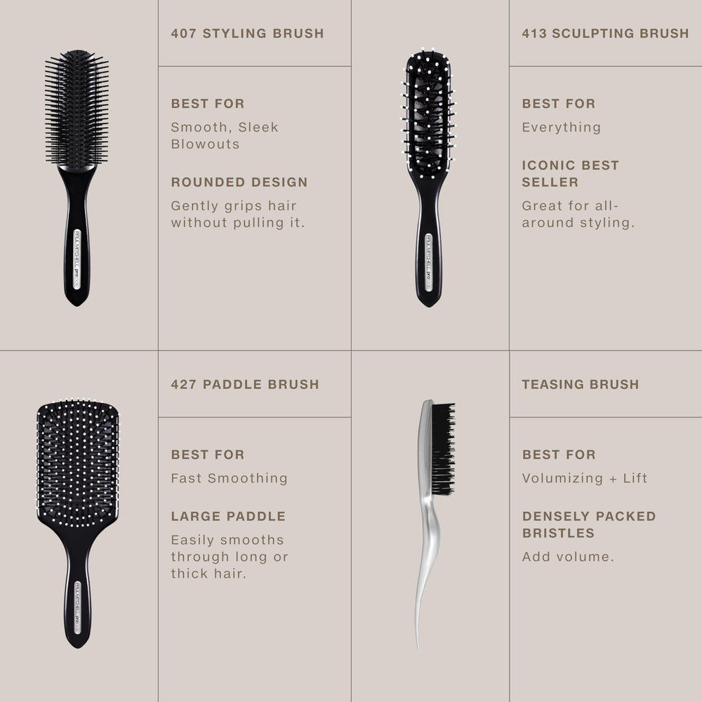 Paul Mitchell 427 brush in hand showing scale and ease of control during styling