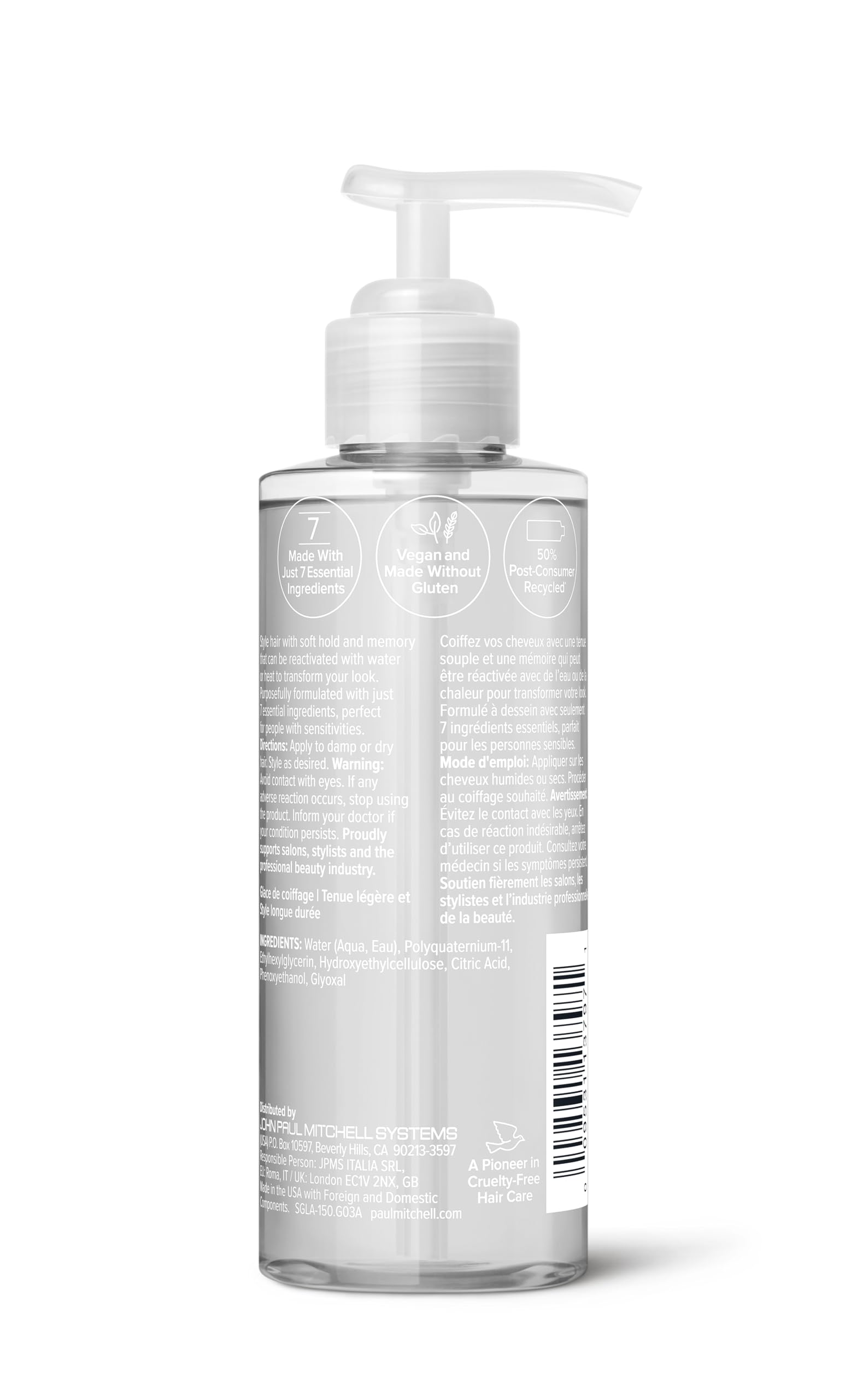 Back of Paul Mitchell glaze tube showing ingredient list for transparency and informed use
