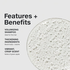 Paul Mitchell label detail highlighting volumizing formula and scent benefit