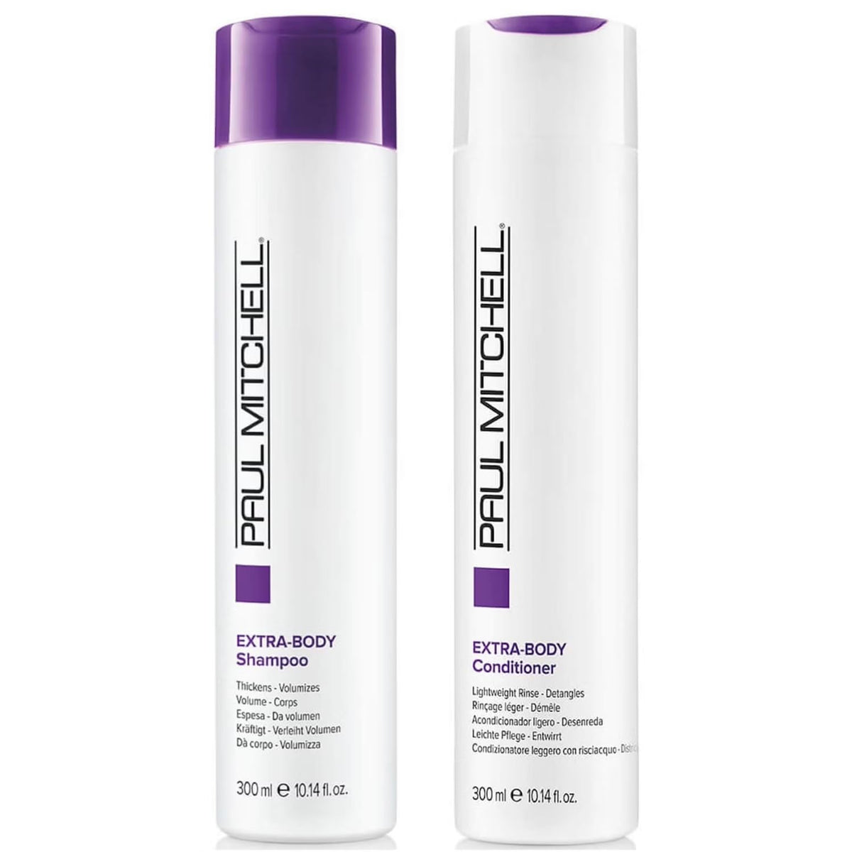 Paul Mitchell extra-body holiday gift set front view showing boxed trio for easy gifting and salon-quality results