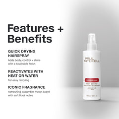 Paul Mitchell fine mist in air demonstrating fast-drying benefit