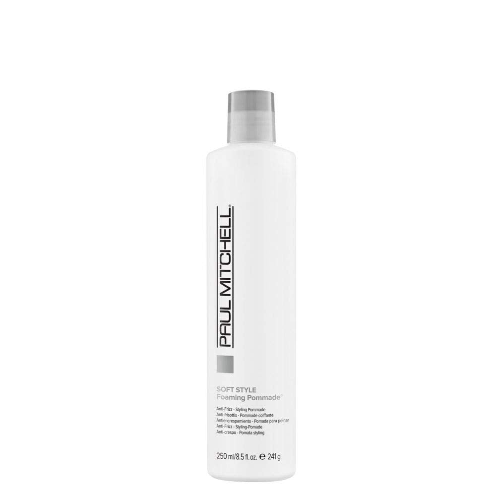Paul Mitchell foaming pomade front bottle showing label and size, promotes salon-quality styling