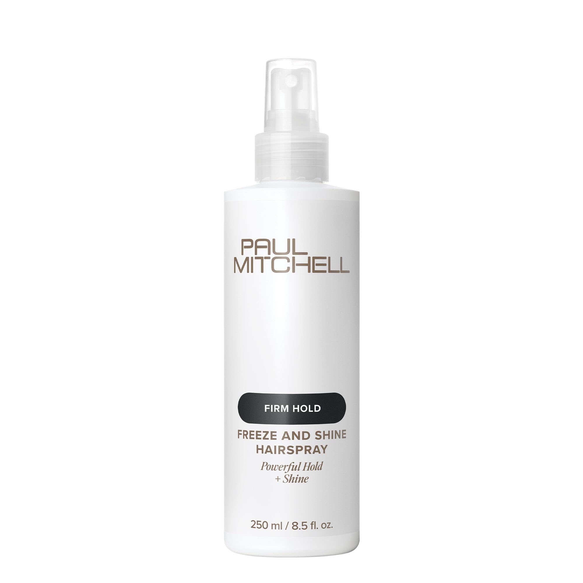 Paul Mitchell Freeze and Shine front packaging showing salon-ready bottle and branding benefit: reliable hold