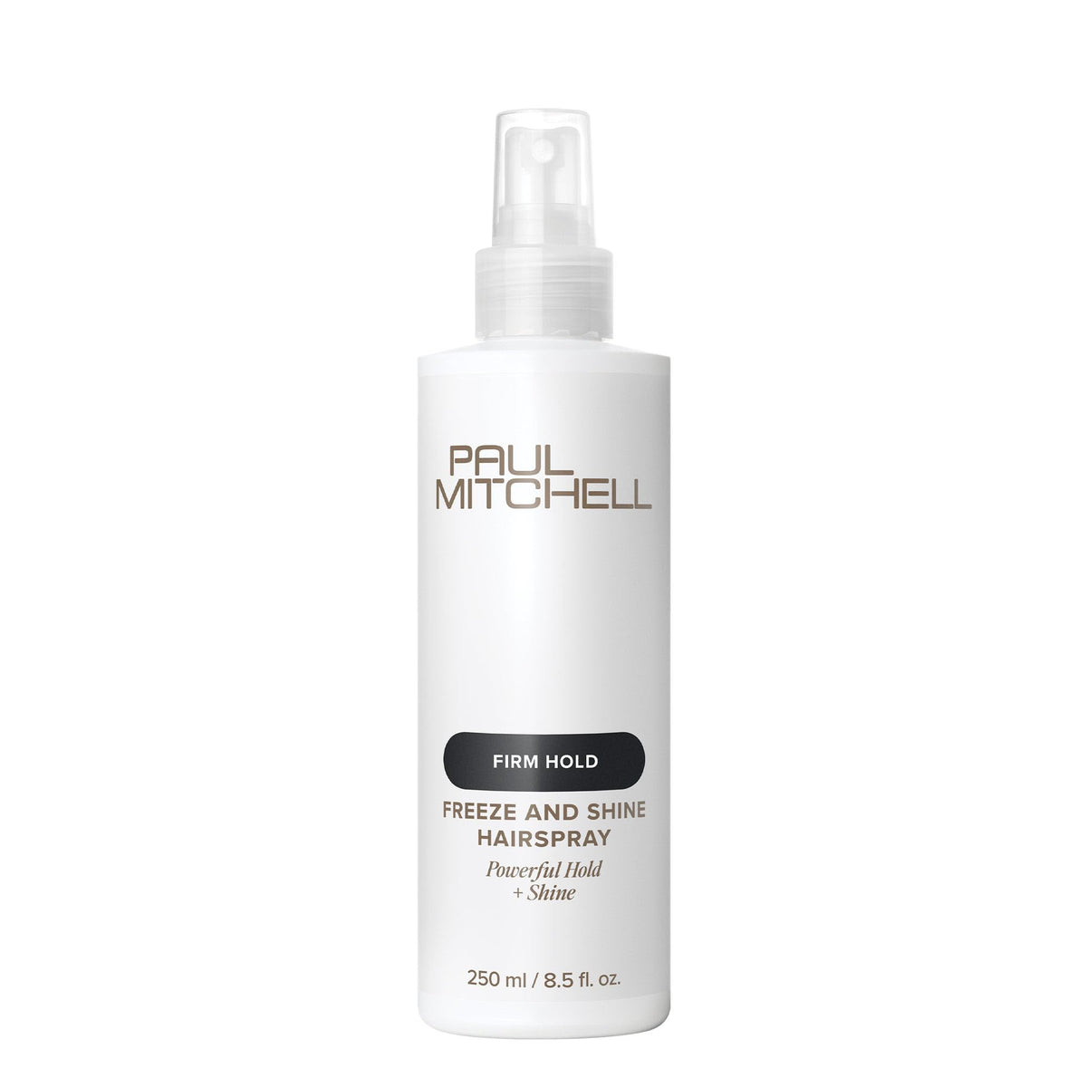 Paul Mitchell Freeze and Shine front packaging showing salon-ready bottle and branding benefit: reliable hold