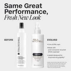 Paul Mitchell spray nozzle and mist pattern demonstrating precise application for controlled styling benefit: less overspray