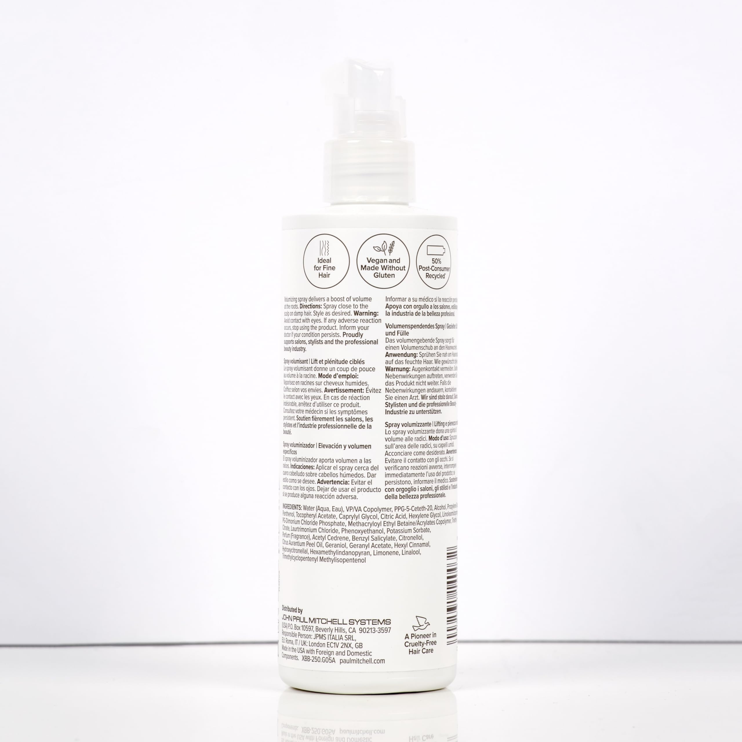 Paul Mitchell packaging showing PCR materials and sustainability benefit