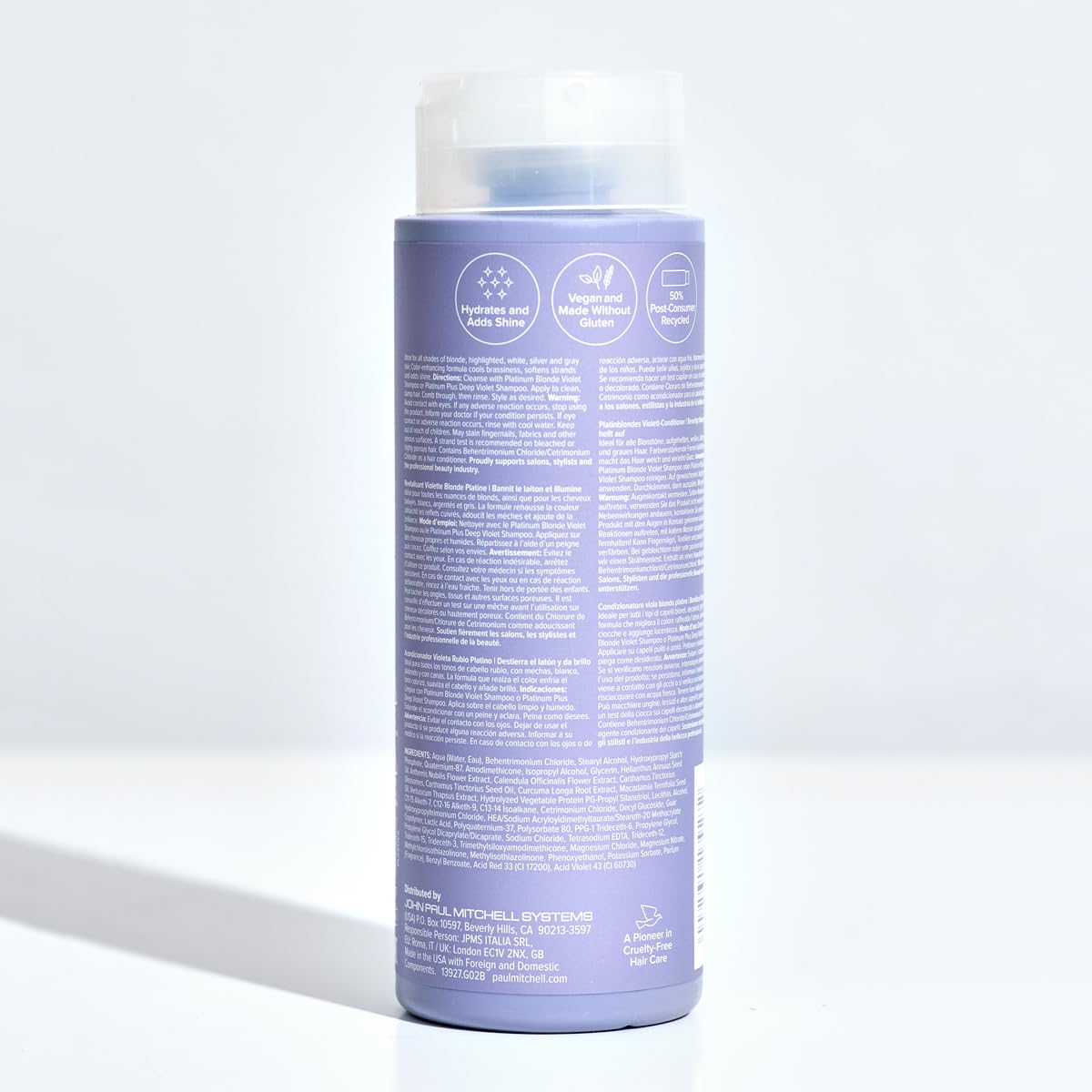 Paul Mitchell sustainable packaging badge highlighting recycled materials