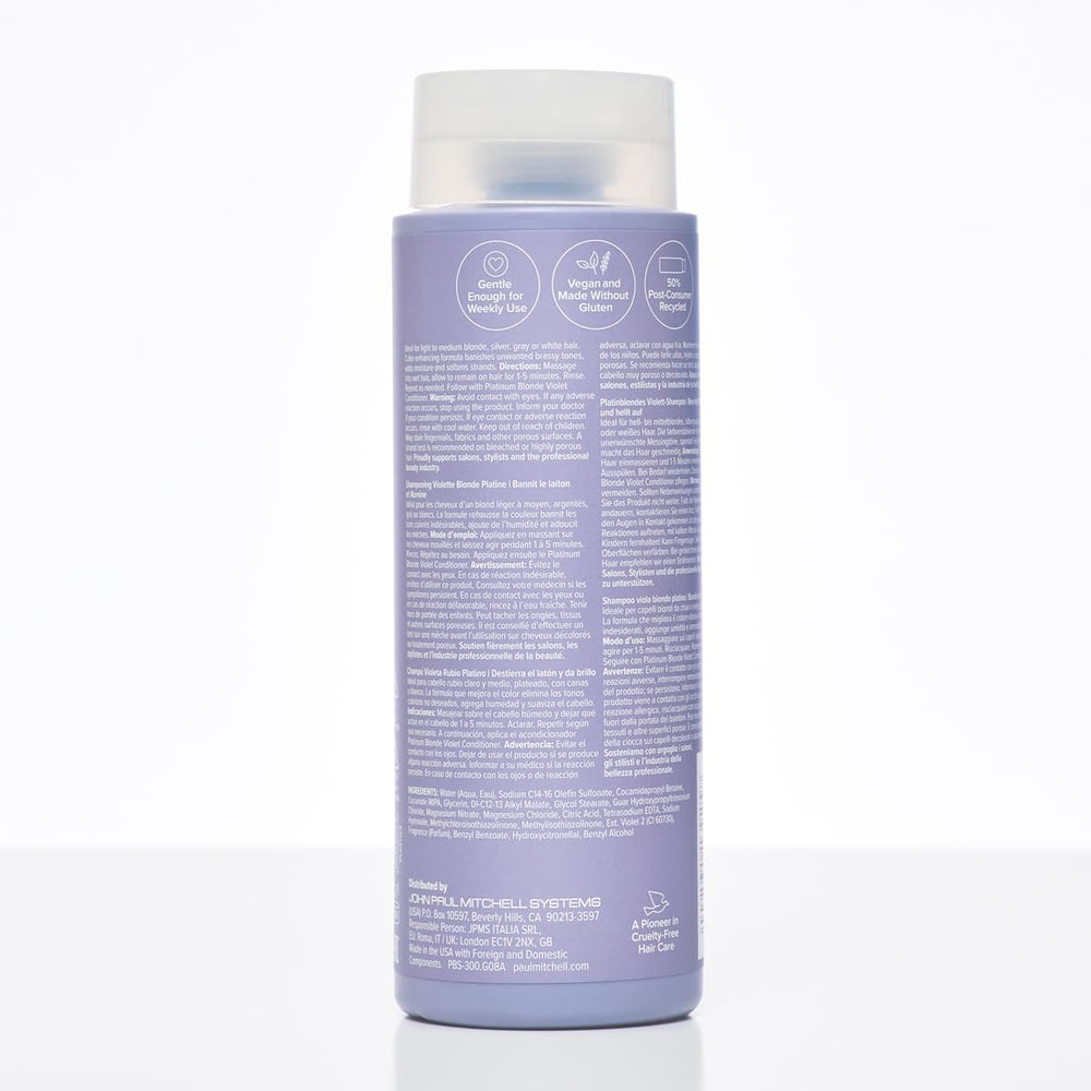Paul Mitchell bottle with recycle symbol emphasizing post-consumer recycled materials