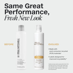 Close-up of Paul Mitchell pump and foamy texture, demonstrates easy dispensing and spreadability