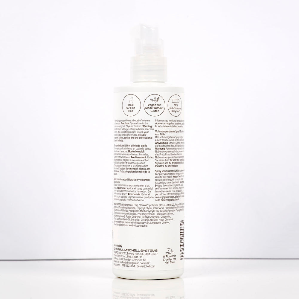 Recycled packaging detail on Paul Mitchell bottle signaling sustainability