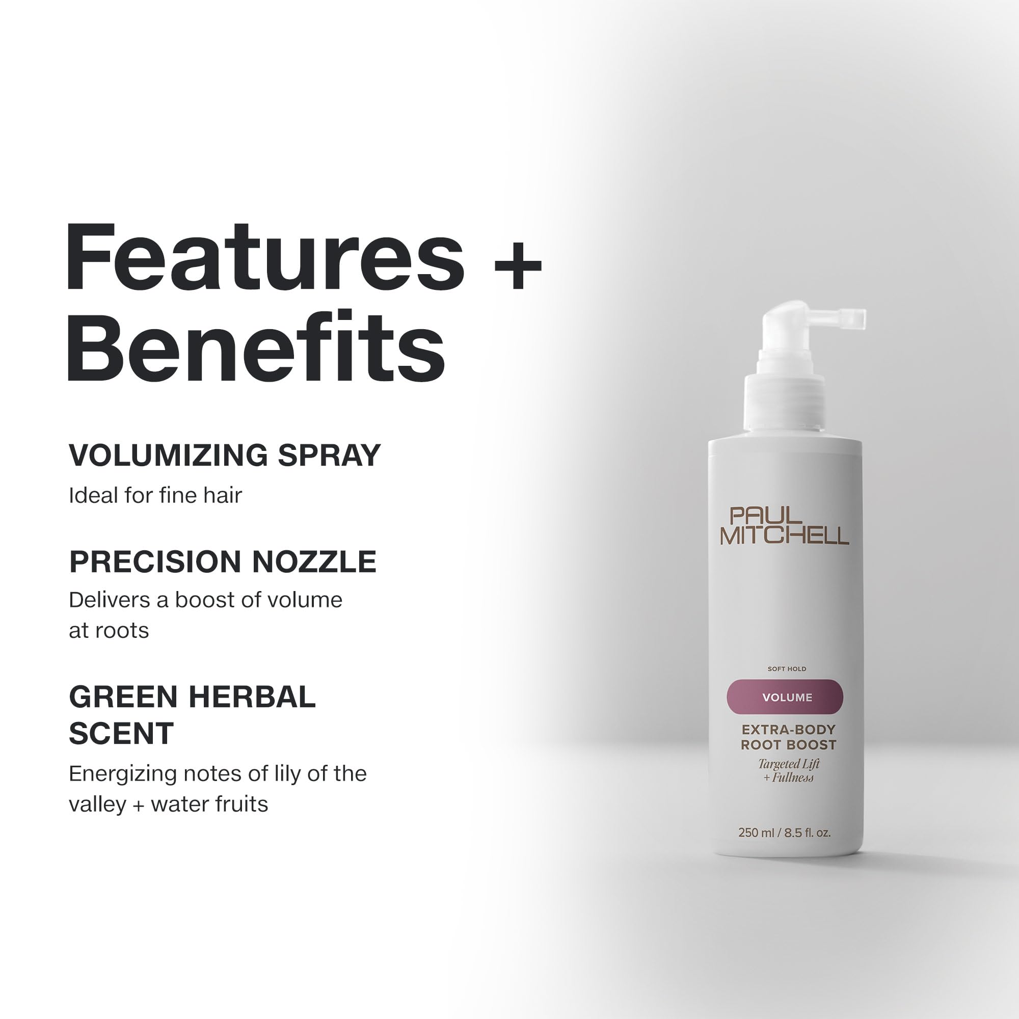 Paul Mitchell spray mist texture demonstrating lightweight volumizing
