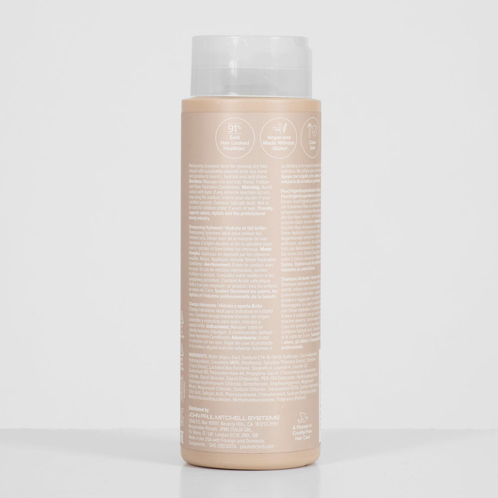 Paul Mitchell bottle staged in a bathroom to show everyday shower routine appeal