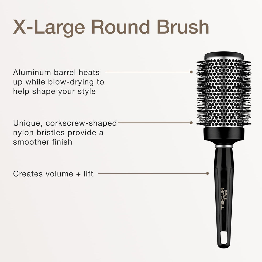 Paul Mitchell brush beside long hair strands for size comparison and coverage