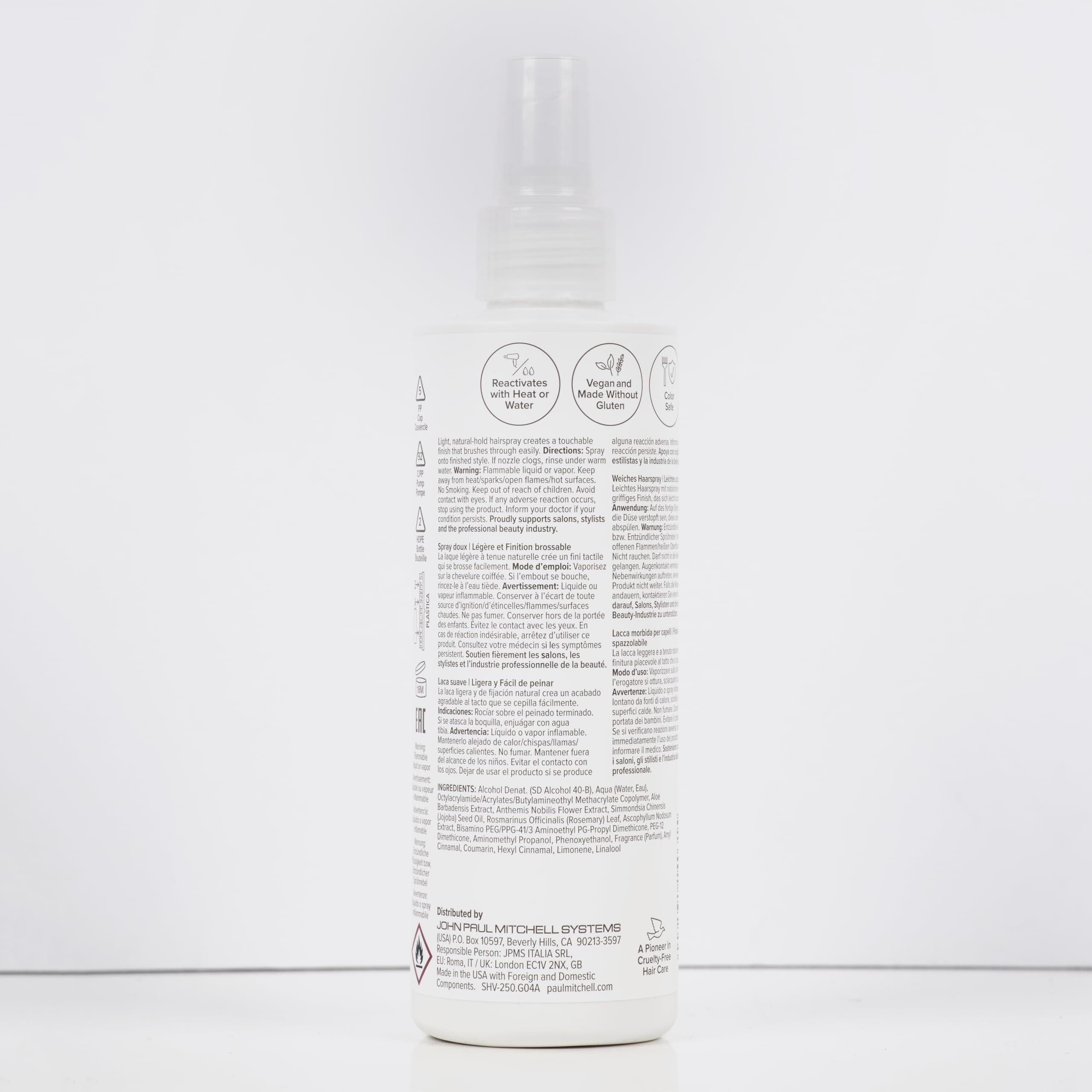 Paul Mitchell soft hairspray lifestyle blowout image showing finished soft hairstyle and flexible movement benefit