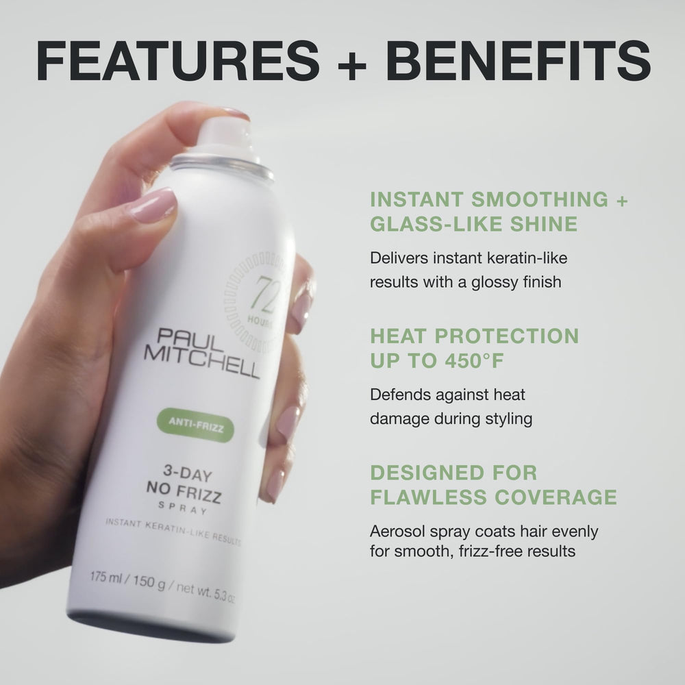 Paul Mitchell being sprayed on curly hair to reduce frizz