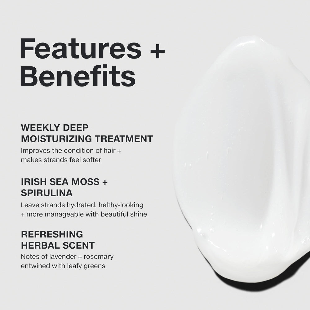 Paul Mitchell mask in hands being applied to damp hair for even hydration