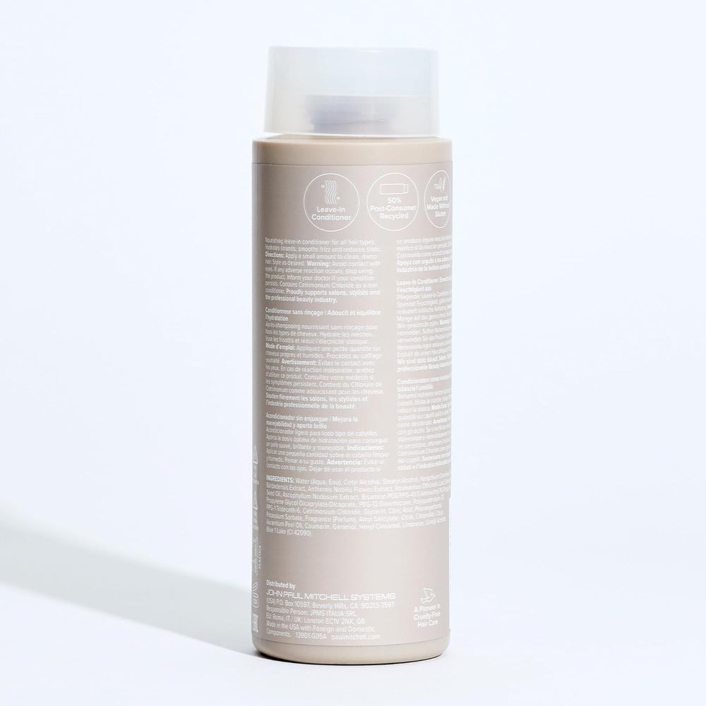 Paul Mitchell recycled packaging badge on bottle, signals environmental responsibility benefit