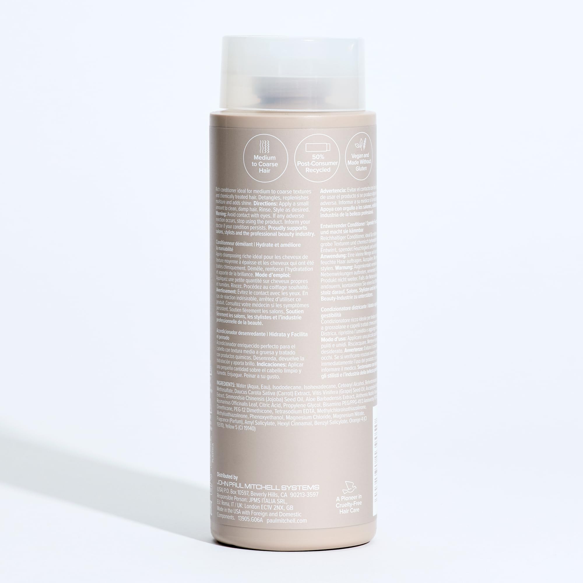 Paul Mitchell on vanity in bright bathroom showing salon-quality results