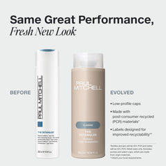 Paul Mitchell label close-up highlighting recyclable packaging benefits