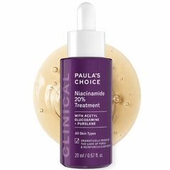 Paula's Choice front packaging of 20% niacinamide serum showing product benefit