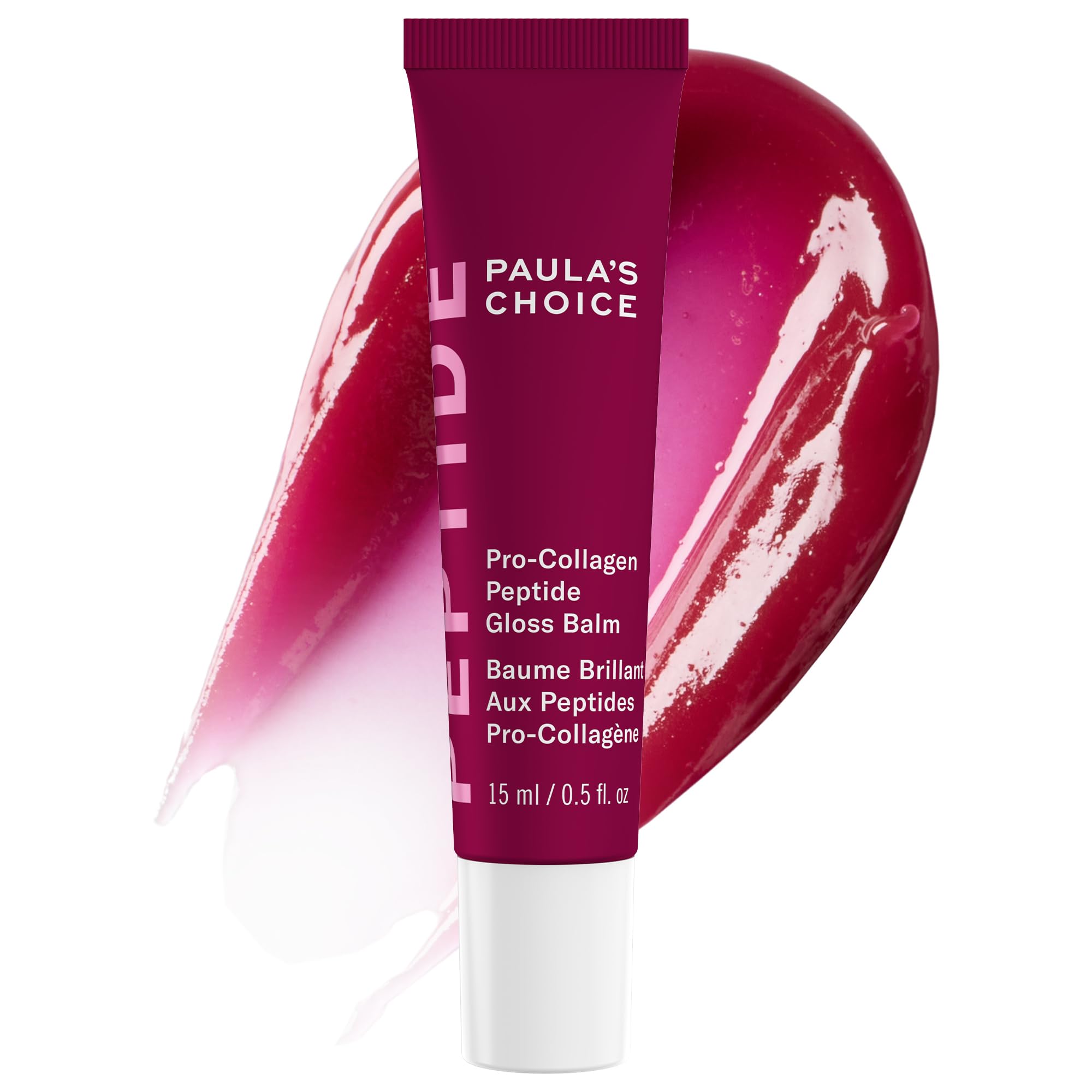 Paula's Choice front tube of Deep Plum gloss showing packaging and shade benefit