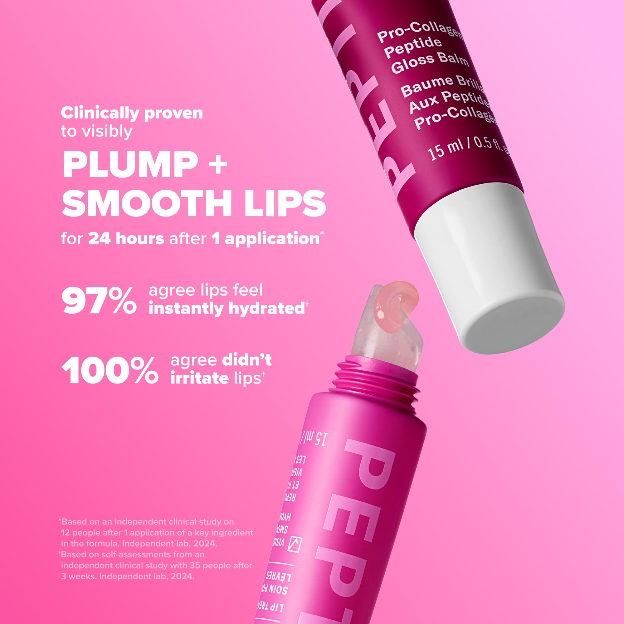 Paula's Choice lip gloss on model wrist showing wearable plum color and quick touch-up benefit