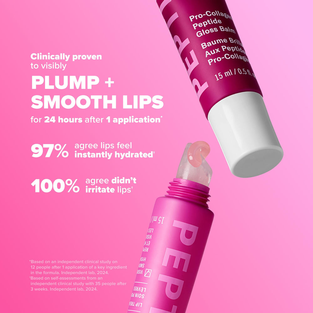 Paula's Choice lip gloss on model wrist showing wearable plum color and quick touch-up benefit