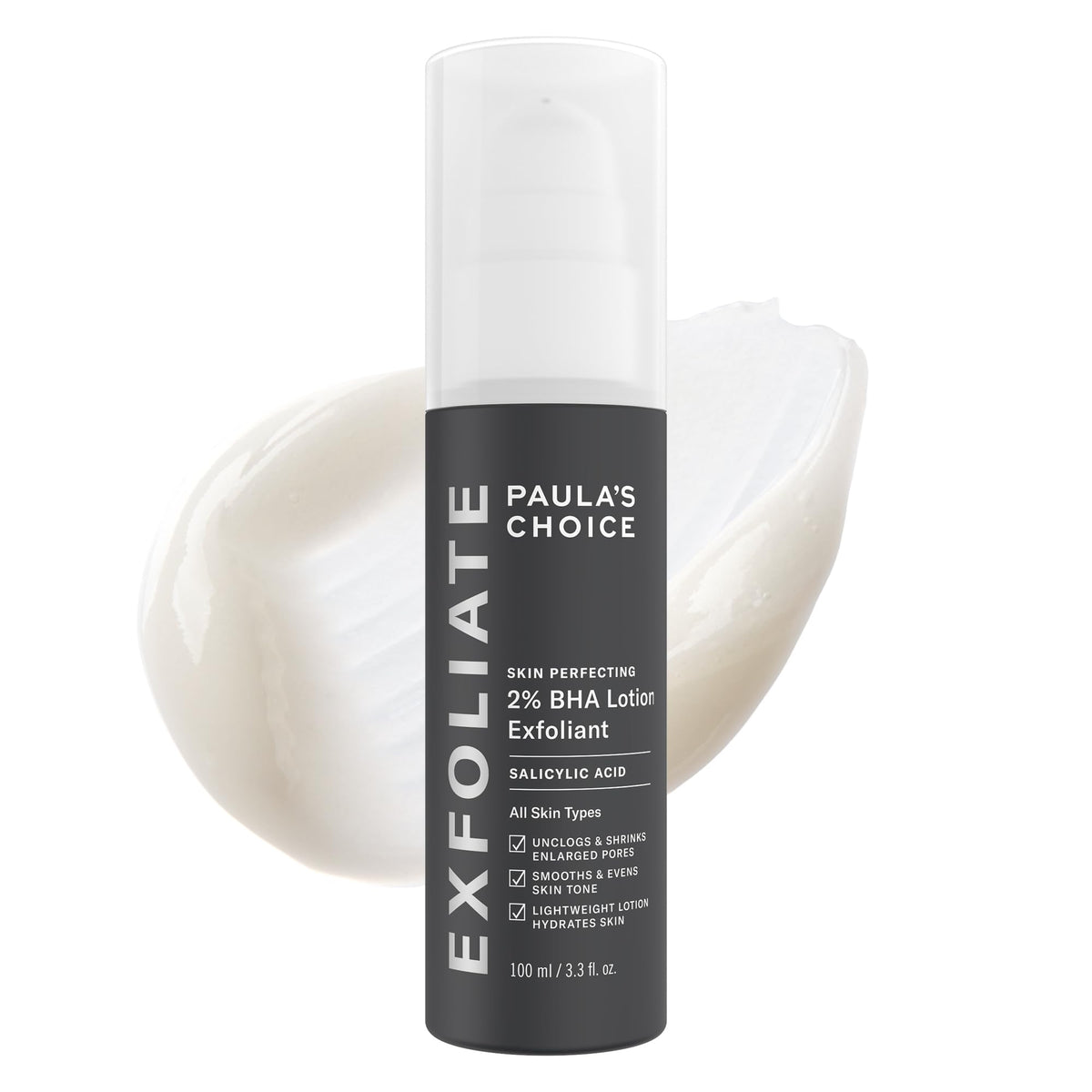 Paula's Choice front packaging showing the 2% BHA exfoliant for easy identification and trust